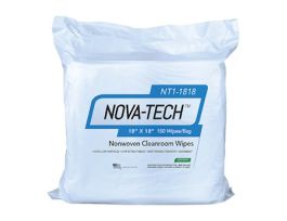 Cleanroom wipes, non-woven, lint-free, polyester/ cellulose blend, 18" x 18", 150 wipes per bag, 750/CS
