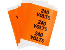 Porta-Pack 240 VOLTS Labels, 0.563" H x 3.25" W x 0.0073" D, Black on Orange