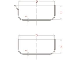 DISH CYLINDRICAL PLATINUM 130X75MM 130ML