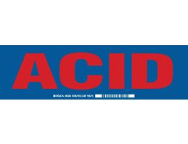 ACID Label, Red on Blue, 3.5" H x 12" W x 0.006" D
