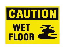 CAUTION Wet Floor Sign, 7" H x 10" W x 0.025" D, Magnetic Vinyl