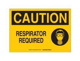 CAUTION Respirator Required Sign, 7" H x 10" W x 0.06" D, Polystyrene