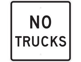 No Trucks Sign, 24" H x 24" W x 0.090" D, Aluminum