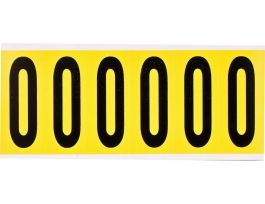 Repositionable Vinyl 3 in Black on Yellow, Numbers 0 Card of 6 Labels