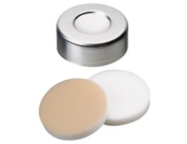 Crimp Cap Compatible with Agilent Autosamplers, 20 mm, Aluminum, Silicone/Beige PTFE Septa; 1000/pk