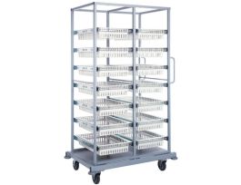 DOUBLE BAY CART WITH PLASTIC MESH TRAYS