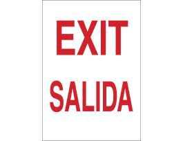 Bilingual Exit Sign, 20" H x 14" W x 0.1" D, Fiberglass