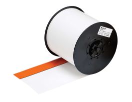 All Weather Permanent Adhesive Vinyl Label Tape with Orange Header Stripe for MiniMark Printer - 4" x 100 ft L