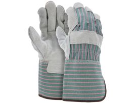 GLOVES LEATHER GRN/PINK 4.5IN CUF L DZ