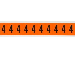 Outdoor Vinyl 2 in Black on Orange Numbers 4 Card of 10 Labels