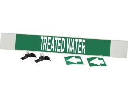 Treated Water Pipe Marker, 4" H x 24" W, Fits Pipes 8" Dia. or Larger