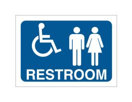 Restroom Sign, 7" H x 10" W x 0.06" D, Polystyrene