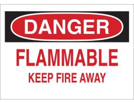 DANGER Flammable Keep Fire Away Sign, 10" H x 14" W x 0.1" D, Black/Red on White, Fiberglass
