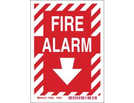 BradyGlo FIRE ALARM Sign, 7 " H x 5 " W x 0.008 " D