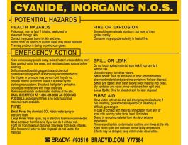 CYANIDE, INORGANIC N.O.S. Labels, 3.75" H x 4.5" W x 0.005" D, Black on Yellow