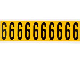 Outdoor Vinyl 1.938 in Black on Yellow Numbers 6 Card of 10 Labels