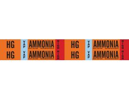 HG VAP AMMONIA HIGH Pipe Marker, 1.125" H x 7" W, Card of 4 Each, Fits Pipes 0.75" Dia. Thru 2.375" Dia.