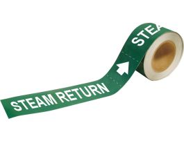Steam Return Pipe Marker, 2" H x 12" W, Roll of 25 Each, Fits Pipes 2.5" Dia. Thru 6" Dia.