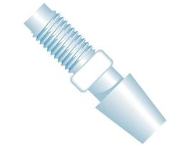 Adapter Fitting, Natural ETFE, 0.10" Bore, 3/16" Hose Barb x 1/4-28 Flat Bottom; 1/EA