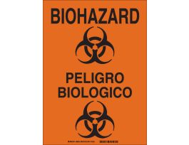 Bilingual Biohazard Sign, 14" H x 10" W x 0.06" D, Polystyrene