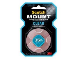 Scotch-Mount™ Clear Double-Sided Mounting Tape 410H, 1 in x 60 in (2.54 cm x 1.52 m)