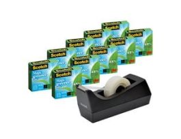 Scotch® Magic™ Greener Tape with Dispenser 812-10P-C38, 3/4 in x 900 in (19 mm x 22,8 m), 10-Pack with Tape Dispenser