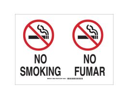 Bilingual DANGER No Smoking Sign, 7" H x 10" W x 0.006" D, Polyester