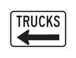 Trucks Sign, 12" H x 18" W x 0.035" D, Aluminum, Arrow Direction Left