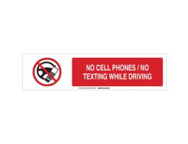 No Cell Phones / No Texting While Driving Sign, Aluminum