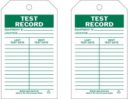 Test Record TEST RECORD Paper 5.75 x 3  Green on White 100/PK