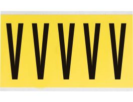 Repositionable Vinyl 4 in Black on Yellow, Letters V Card of 5 Labels