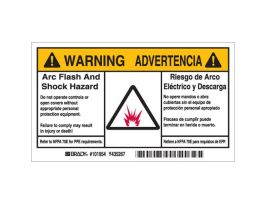Arc Flash Labels - Self-Sticking Polyester, English/Spanish Bilingual, Roll of 100 Labels, Black/Yellow on White