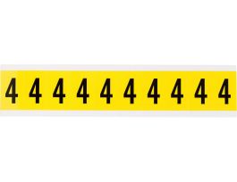 Repositionable Vinyl 1 in Black on Yellow, Numbers 4 Card of 10 Labels