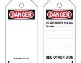 Locked Out Tags Polyester 5.75 x 3  Black, Red on White 10/PK