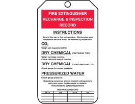 Safety Tags, 5 3/4" x 3 1/4", FIRE EXTINGUISHER RECHARGE & INSPECTION RECORD, PF-CARDSTOCK, 25/PK