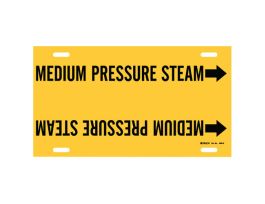 Strap-On Pipe Marker: MEDIUM PRESSURE STEAM, 10" H x 24" W, Fits Pipes 8" Dia. Thru 9.875" Dia.