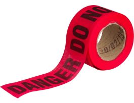 Danger Do Not Enter Barricade Tape, 69% Wood Fiber, Black on Red, 3" x 150'