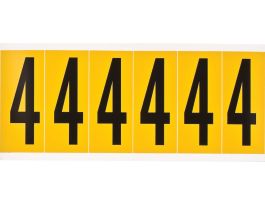 Outdoor Vinyl 3 in Black on Yellow Numbers 4 Card of 6 Labels