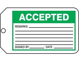 Safety Tags, 5 3/4" x 3 1/4", ACCEPTED , PF-CARDSTOCK, 25/PK