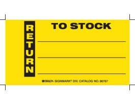 Inventory Tag RETURN TO STOCK Paper 3 x 5.75 Black on Yellow 100/PK