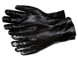 GLOVES BLACK PVC DIP SANDY L DZ 1PR