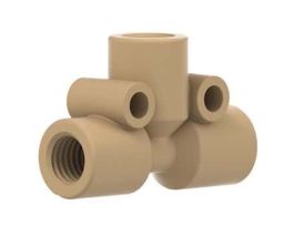 Low-Pressure Tee Body, Natural PEEK, 0.020" Bore, 1/16" OD Tubing, 1/4-28 Flat Bottom; 1/EA
