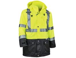 8365BK Lime Type R Class 3 Black Front Rain Jacket