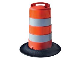 Traffic Barrel, 40" H x 20.7" Dia, Orange/White