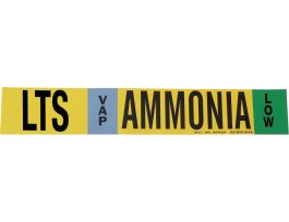 LTS VAP AMMONIA LOW Pipe Marker, 4" H x 24" W, Fits Pipes 8" Dia. or Larger