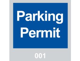 Self-Adhesive Vinyl Windshield Decals, Parking Permit, 001-100, Blue