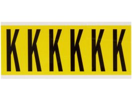 Repositionable Vinyl 3 in Black on Yellow, Letters K Card of 6 Labels