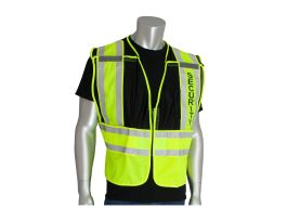 ANSI 207 PSV Vest, Security, Brkwy, Zipper Closure, 2x1in. Reflec. Blk, 5X