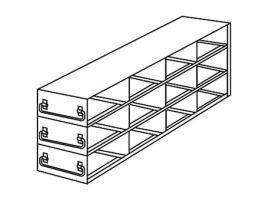 Upright Freezer Drawer Rack for 100-Cell Hinged Top Plastic Boxes, 4 x 3 Array