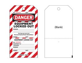 Danger Tag EQUIPMENT LOCKOUT OUT..... Paper 7.5 H x 4 W BK/RD/WH 25/PK